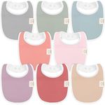 8-Pack Organic Baby Bibs for Boys, Girls - Soft Cotton Drooling and Teething Baby Bibs, Baby Girl Bibs, Baby Boy Bibs, Baby Drool Bibs for Baby Girl, Boy, Newborn Infant Bibs (Muted Pastel)