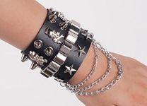 Retro Punk Rock Multi Circle Rivet Chain PU Creative Wrap Punk Bracelet (B02)