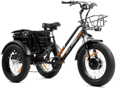 DWMEIGI 3 Wheel Electric Bike for Adult with 750W Motor, 48V 18.2AH Removable Lithium Battery, 20"*4.0 Fat Tire Tricycles for Men Women with Front & Rear Baskets, 7 Speed (Black)