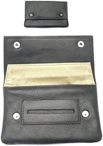 Premium Soft Black Leather Cigarette Rolling Tobacco Pouch Case Organiser