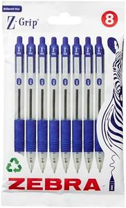 Zebra Pen Z Grip Blue Ballpoint Pens with Pocket Clip, Retractable Blue Ink Ballpoint Pens, Reliable Blue Biro Pens Multipack for Everyday Use - Zebra Design, 8pk