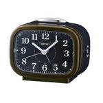 SEIKO Classic Rectangular Matt Finish Brown Color Plastic Case Bell Alarm Snooze LumiBrite Table Clock for Office Desk Home Decor Gifts (Size: 9.9 x 6.1 x 8.4 CM | Weight: 200 gram) QHK060BN