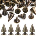 Swpeet 110 Pairs Bronze 7mm x 9.5mm Bullet Cone Spike and Stud Metal Screw Back for DIY Leather Craft Cool Rivets Punk Stud Coincal Layer