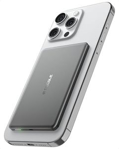 decqle “Air” Power Bank for MagSafe 5000mAh, Ultra Slim Magnetic Wireless Portable Battery Charger Case with USB-C Cable, Compatible with iPhone 16/15/14/13/12 Series Only (Grey)