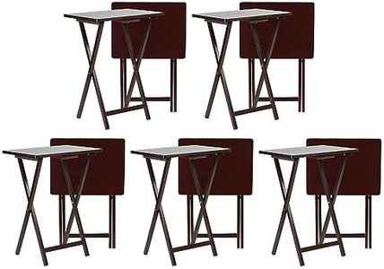 PJ Wood - Folding TV Tray Table Set - Espresso, 10-Piece