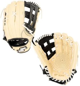 SSK ZSLOW DIMPLE Slowpitch Softball Glove – Game Ready – 12.5” - 13” - 13.5” - 14” – Right & Hand Left Hand Throw (Camel/Black/White, 12.5" - Left Hand Throw)