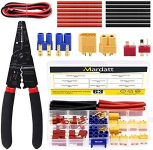 Mardatt 73 Pcs XT60 /EC3 /T-Plug Deans Male Female Adapter Connectors with Heat Shrink Tube and 14 AWG Silicone Wire & Stripper for RC Battery Charger ESC Motor Accessories