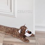 CERAYOU 36 Inch Heavy Duty Under Door Draft Stopper, Cute Animals Shape Door & Window Draft Guard to Save Energy, Decorative Weighted Bottom Insulation Stopper Noise Air Wind Dust Blocker, Leopard