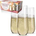 24 Plastic Champagne Flutes Disposable (Heavy Duty) | Clear Plastic Champagne Glasses for Parties | Clear Plastic Cups | Plastic Toasting Glasses | Mimosa Glasses | New Years Eve Party Supplies 2023