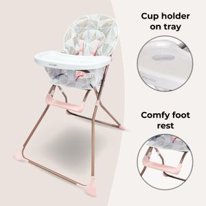 My Babiie Compact Highchair – Rose Pink Foldable Baby Seat