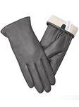 Vislivin Full-Hand Womens Touch screen Gloves Genuine Leather Gloves Warm Winter Texting Driving Glove Gray-1 M