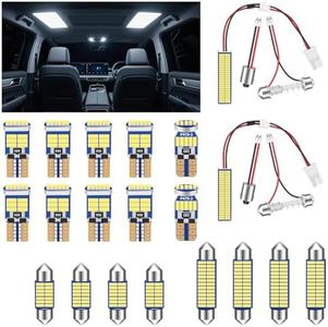 RVZONE 20 PCS 12V Interior Car Lights LED Dome Light 31 mm 41 mm 42 mm BA9S T10 Bulb Kits 6000K-6500K LED Interior Replacement Bulbs for Car Interiors Map Trunk Cargo Door (White)
