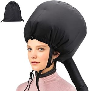 Bonnet Hooded Hair Dryer Attachment, Larger Adjustable Deep Conditioning Cap for Fast Hair Drying with Elastic Band for Fixing Free of Flying off Hair Curling Nursing Oil Treatment SPA Steamer Cap