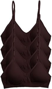 Caramel Cantina 4 Pack V Neck Padded Bralette Adjustable Straps (S/M, 4PK Chocolate)