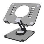 DOLOVIN Acrylic Swivel Tablet Stand for Desk, Adjustable Foldable Drawing Tablet Holder with 360° Rotating Base Compatible for iPad Pro Air Mini Kindle and More（Transparent black）