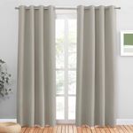 PONY DANCE Natural Thermal Insulated Curtains for Bedroom - Eyelet Energy Saving & Sunlight Blocking Curtains, Window Treatment Privacy Protection for Home Decor, 46 x 84 Inch, 2 Panels