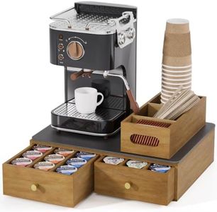 3Pcs Acacia Wood K Cup Organizer Coffee Pod Storage Box, Coffee Pods and Tea Holder with Non-Slip Mat, K Pod Drawer Coffee Maker Machine Stand, Kcup Drawer Organizer Under Brewer, 30 Pod Capacity
