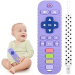 Chuya Silicone Baby Teething Toy Remote Control Shape Chew Toy for Babies 3-6 Months 3-24 Months, Teether Relief Baby Toys for Infants TV BPA Free(Purple)