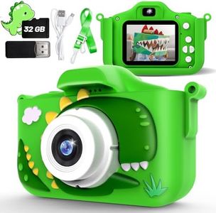 Kids Camera for Boys Dinosaur Toys Age 3-8 with 48MP 1080P HD Video Camera Kids Digital Camera Toys for Kids Toddler Christmas Birthday Gifts with Dinosaur Protective Cover (Green)