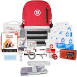 72HRS Deluxe Emergency Survival Kit - Heavy Duty 72 Hour Bug Out Bag Survival Kit for Earthquake, Hurricane, Tsunami, Winter, Blackout - Includes Emergency First Aid Kit, Water, Food (Red 1 Person)