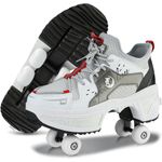 Roller Skating Shoes,Roller Shoes for Girls,Deform Roller Skate Shoes,360° Breathable Double Row Deform Wheel Skate,for Men, Beginners, (A, UK-6.5)