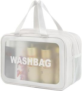 Q-WOOFF Trousse De Toilette,Trousse De Toilette Femme, Trousse De Toilette Homme, Séparation Sèche Et Humide, Grande Trousse De Toilette,Trousse De Toilette Voyage (Blanc, L)