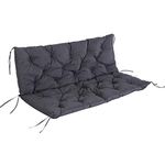 Outsunny 3 Seater Bench Cushion, Garden Chair Cushion with Back and Ties for Indoor and Outdoor Use, 98 x 150 cm, Dark Grey