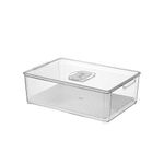 INKULTURE Clear Acrylic Pantry Organizer Bin With Handle For Food Storage, Refrigerator, Fridge, Cabinet, Kitchen, Countertops Etc (8701) Rectangular