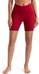 Colorfulkoala Women's High Waisted Biker Shorts with Pockets 6" Inseam Workout & Yoga Tights (XL, Rose Red)