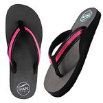 SHAPECRUNCH Women's Arch Support Slippers | Ortho Flipflops with Soft MCR Footbed - Reduce Pressure on Feet, Joints, and Back (Pink, 8)