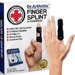 Doctor Developed Finger Splint & Handbook - Trigger Finger, Arthritis, RSI - Fits Ring, Index, Pinky & Middle - 2 sizes (Black, S/M, Single)