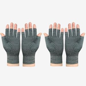 Jesata 2Pairs Copper Infused Arthritis Gloves | Medical-Grade Copper Fiber Gloves Elastic Warmth and Compression Therapy Gloves | Compression Gloves for Arthritis Pain Relief, Carpal Tunnel (Grey, M)