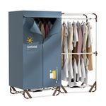 Portable Dryer, Portable Clothes Dryer Indoor, 1000W Electric Clothes Dryer with Cover, Electric Dryer with Timer, 2-Tier Foldable Stainless Steel Heated Clothes Dryer for Home Apartment UEMUSI