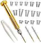 PTSLKHN Eye Glass Repairing Kit, S2 Steel Screwdriver with 15 Types of Screws, Precision Eyeglass Repair Tool Set (Gold2in1-screws)