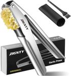 ZIGNTY Garlic Press Stainless Steel，Premium Garlic Mincer Tool，No Need to Peel Garlic Ginger Crusher & Masher Easy Squeeze Large Trough Ergonomic Handle，Rust Proof，Dishwasher Safe (5 Years Warranty)