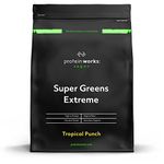 Protein Works - Super Greens Extreme , 150+ Health Benefits , 41 Active Ingredients , Vegan & Gluten Free , No Added Sugar , 20 Servings , Tropical Punch , 250g