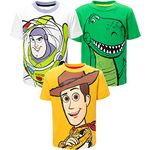 Disney Pixar Toy Story Buzz Lightyear Woody Rex Toddler Boys 3 Pack Graphic T-Shirts 2T