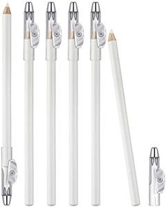 Maitys 6 Pieces White Eyeliner Pencils 2 In 1 Eye Liner Sharpener Pencil with Built in Soft Strokes Eyeshadow Silkworm Brighten Makeup Tool Christmas Valentine's Day Present