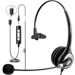 Wantek Headset with Microphone for PC Wired Headphones - USB C 3.5mm Headsets with Noise-Cancelling Microphone for Laptop