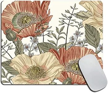 Vintage Flowers Mousepad Aesthetic Mouse Pad Floral Office Decor for Women Desk Accessories Retro Flowers Mousepad Gift Coworker Boss,Non-Slip Rubber Base Mousepad Gaming Mouse Pads,9.5x7.9x0.12 Inch