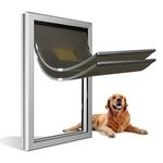 TIMOSS Extra Large Aluminum Dog Door, Weatherproof Dog Door with Sliding Locking Panels, Retractable Tunnel for X-Large Dogs, Double Curtain Magnetic Dog Door