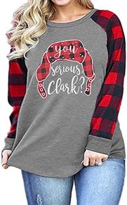 Plus Size Baby Its Cold Outside Christmas T Shirt Women Long Sleeve Plaid Splicing Tops Blouse