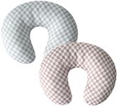 Little Jump 2 Pack Nursing Pillow Cover - Stretchy and Soft Nursing Cover for Breastfeeding Pillows, Comfortable Slipcover for Baby Boy and Girls. (Coffee & Green Checkered)