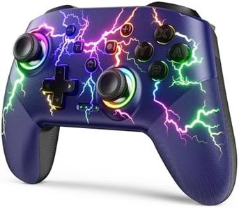 VOYEE Switch Controllers Compatible with Switch/Lite/OLED/PC Windows, 1000mAh Programmable RGB Lightning LED, Wireless Pro Controller with One Key Pairing/Wake Up/Turbo/Vibration Blue