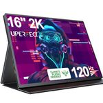 UPERFECT 2K 120Hz Portable Gaming Monitor, 16" 2560x1600 QHD Portable Monitor HDR FreeSync Laptop Monitor w/VESA & Smart Case Matte IPS Eye Care External Second Screen for PC Phone Game Console