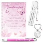 Tenare 4 Pcs Granddaughter's Gift Printed Notebook Writing Journal Bookmark Gifts Key Ring Ballpoint Pens Writing Pens for Women Birthday Graduation Christmas