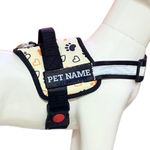 Payton Perry Customized Dog Harness | Print Your Pet Name on Harness | Personalized Dog Harness | (XS, White-PAW) Recommended for 2-4KG Pet