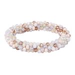 Rosemarie & Jubalee Women's Chic 4mm Glass Bead Tube Style Rope Stretch Bracelet, 2.25" off-white