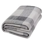 Dreamscene Winter Check Fleece Blanket Super Soft Warm Cosy Sofa Bed Picnic Garden Throw Over, Plaid Tartan Grey White - 200 x 240cm