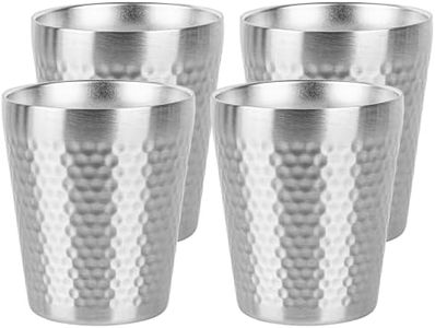 Adorila 4 Pack Stainless Steel Insulated Cup Double Wall, 10 oz Metal Stackable Water Tumblers, Reusable Drinking Glasses for Home Office Party Outdoor (Silver)